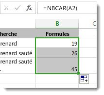 Compteur de caractères dans Excel